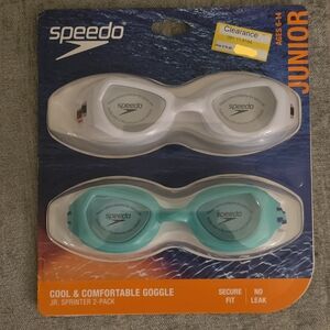 Speedo Junior Swim Goggles 2-Pack - White and Aqua